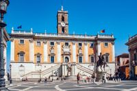 IMG_4211_Piazza del Campidoglio_Michelangelo_Reiter Marc Aurel_Palazzo Senatorio+Torre Campanaria del Campidoglio